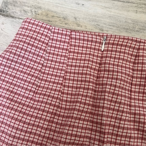 John Galt Skirt Women S Red White Plaid Mini Slit Fitted Y2K Brandy Melville - Picture 5 of 8